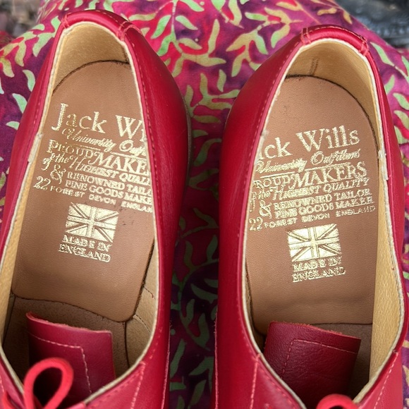 🏴󠁧󠁢󠁥󠁮󠁧󠁿 Jack Wills Made in England Red Leather Oxfords UK 6 - Picture 15 of 17